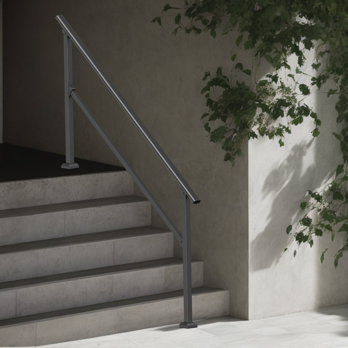 VEVOR Handrails for Outdoor Steps, 5 Step Stair Hand Rail Kit, Transitional Carbon Steel Railings with Installation Kit, Stair Rails for Seniors, Concrete Steps & Porch & Deck, Black Square Tube - FGDHGZLSLZFSXI0DBV0 - view 9