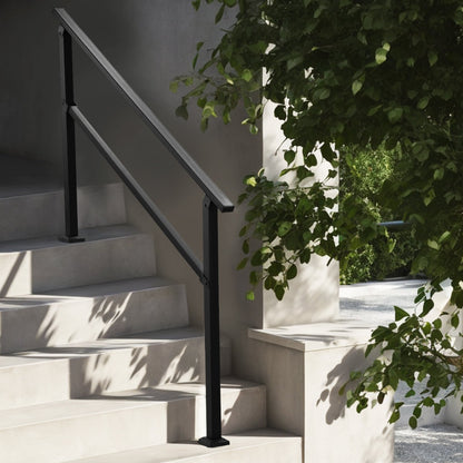 VEVOR Outdoor Handrails for Steps, 4-5 Step Stair Rail Kit, Black Square Tube with Horizontal Bar, Carbon Steel Support Rails for Seniors, Concrete & Deck Stairs, Easy Installation - FGDHGZLSLZFSY0FVPV0 - view 9