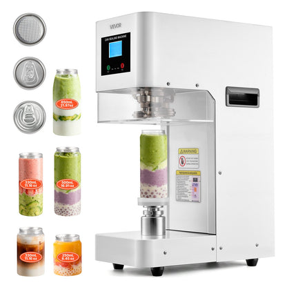 VEVOR Can Sealer Machine, Automatic Commercial Soda Can Sealing Machine for 2.17 in (55 mm) Aluminum and Plastic Cans, Height Adjustable, Steel Housing Beverage Drink Seamer, for Coffee Shop, White - FGJQZDFXZ100LQCA5001V1 - view 1