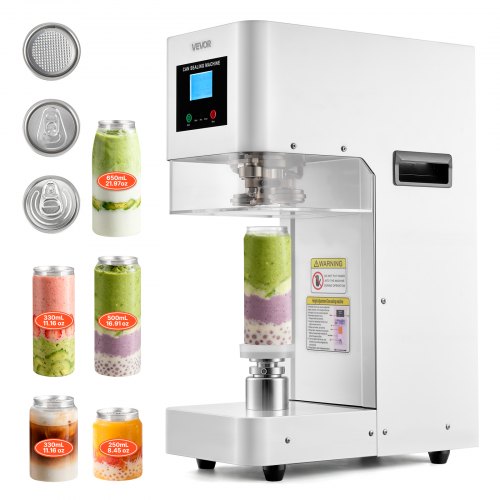 VEVOR Can Sealer Machine, Automatic Commercial Soda Can Sealing Machine for 2.17 in (55 mm) Aluminum and Plastic Cans, Height Adjustable, Steel Housing Beverage Drink Seamer, for Coffee Shop, White - FGJQZDFXZ100LQCA5001V1 - view 2