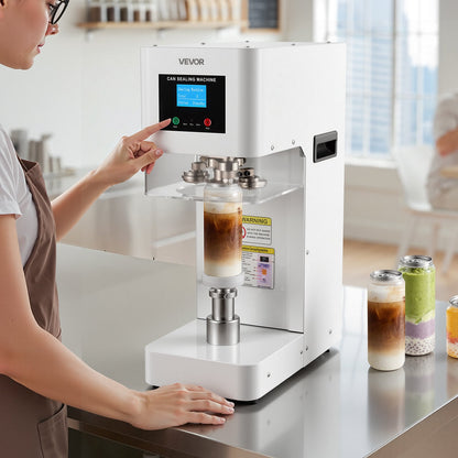 VEVOR Can Sealer Machine, Automatic Commercial Soda Can Sealing Machine for 2.17 in (55 mm) Aluminum and Plastic Cans, Height Adjustable, Steel Housing Beverage Drink Seamer, for Coffee Shop, White - FGJQZDFXZ100LQCA5001V1 - view 9