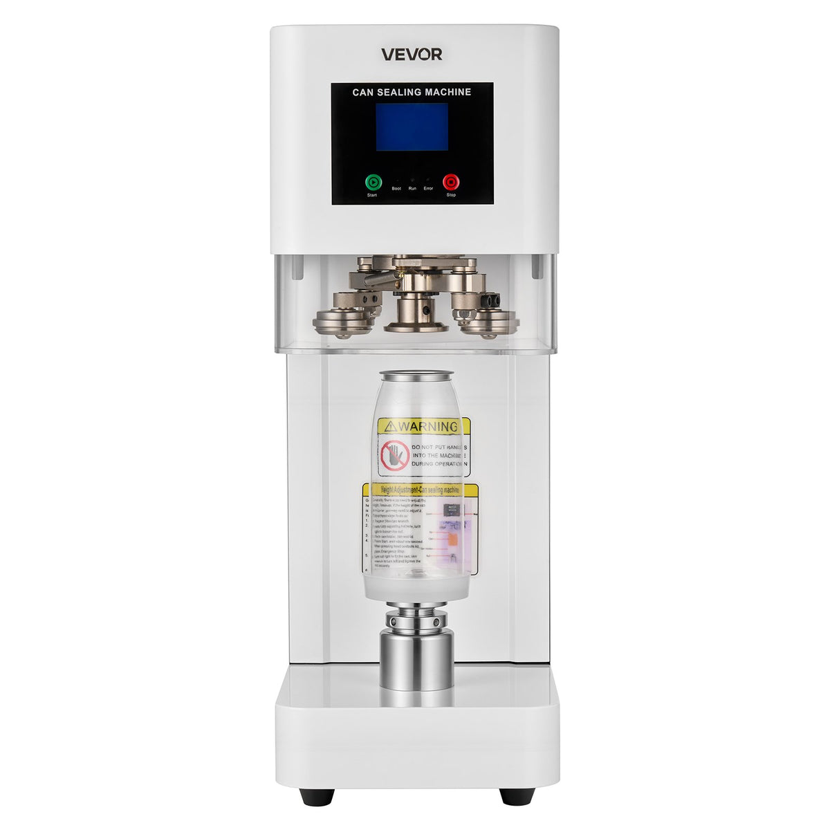 VEVOR Can Sealer Machine, Automatic Commercial Soda Can Sealing Machine for 2.17 in (55 mm) Aluminum and Plastic Cans, Height Adjustable, Steel Housing Beverage Drink Seamer, for Coffee Shop, White - FGJQZDFXZ100LQCA5001V1 - view 10