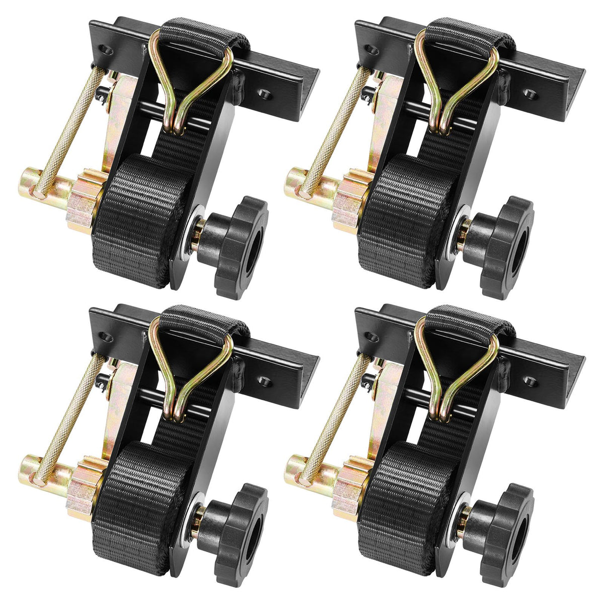 VEVOR Ladder Rack Ratchet Straps, Black Square Tube Mount, 1.5 in Wide x 7.4 ft Long Black Ladder Rack Straps with Double J-Hooks, 500 lbs Load Heavy Duty, Cargo Buckle Lock Strap (4 Pack) - FGTJJLGDD4J0VCZS8001V0 - view 1