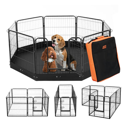 VEVOR Dog Playpen, 8 Pcs 24 x 24 in Panels Foldable Metal Pet Exercise Pen, Dog Fence Indoor and Outdoor Pen with Door, Storage Bag and Bottom Pad, Pet Playpen for Dogs, Cats and Other Small Animals - FGYDCWWLCTSD0EH8OV0 - view 1