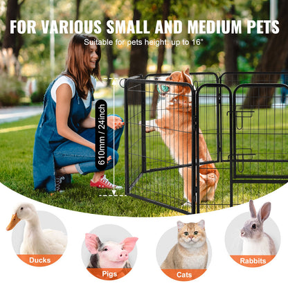 VEVOR Dog Playpen, 8 Pcs 24 x 24 in Panels Foldable Metal Pet Exercise Pen, Dog Fence Indoor and Outdoor Pen with Door, Storage Bag and Bottom Pad, Pet Playpen for Dogs, Cats and Other Small Animals - FGYDCWWLCTSD0EH8OV0 - view 4