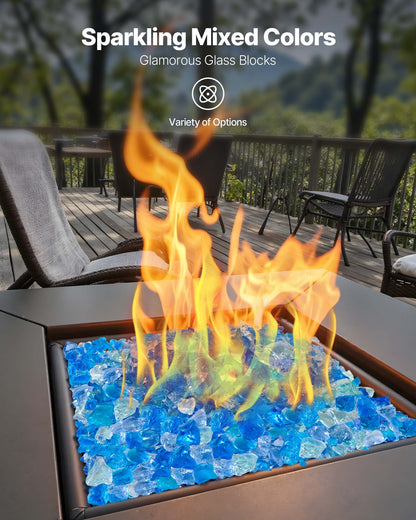 VEVOR Fire Glass, 10 LBS / 4.5 KG Fireplace Rocks, 3/4-Inch / 19.05 mm Reflective Firepit Glass Rock, High Luster Stone Landscaping for Fire Pit Table, Aqua Blue + Caribbean Blue + Aqua Green - FHBLBLK34INCOTBTM001V0 - view 3