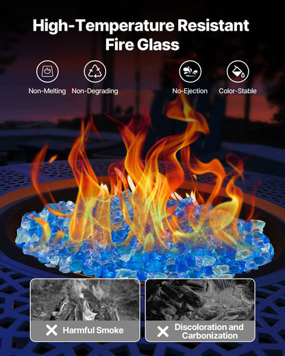 VEVOR Fire Glass, 10 LBS / 4.5 KG Fireplace Rocks, 3/4-Inch / 19.05 mm Reflective Firepit Glass Rock, High Luster Stone Landscaping for Fire Pit Table, Aqua Blue + Caribbean Blue + Aqua Green - FHBLBLK34INCOTBTM001V0 - view 4