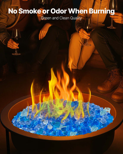 VEVOR Fire Glass, 10 LBS / 4.5 KG Fireplace Rocks, 3/4-Inch / 19.05 mm Reflective Firepit Glass Rock, High Luster Stone Landscaping for Fire Pit Table, Aqua Blue + Caribbean Blue + Aqua Green - FHBLBLK34INCOTBTM001V0 - view 5