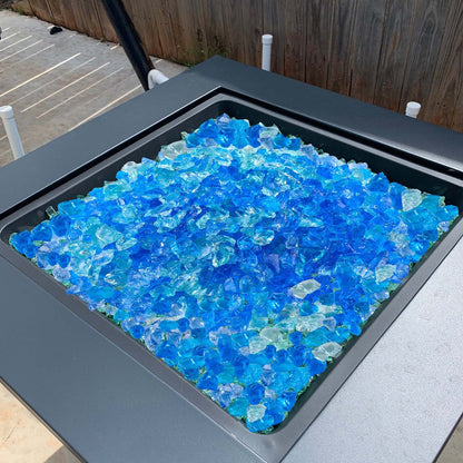 VEVOR Fire Glass, 10 LBS / 4.5 KG Fireplace Rocks, 3/4-Inch / 19.05 mm Reflective Firepit Glass Rock, High Luster Stone Landscaping for Fire Pit Table, Aqua Blue + Caribbean Blue + Aqua Green - FHBLBLK34INCOTBTM001V0 - view 9