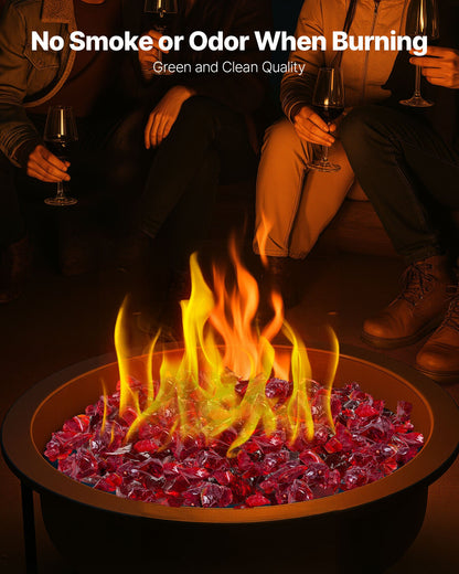VEVOR Fire Glass, 10 LBS / 4.5 KG Smokeless & High-Temperature Resistant Fireplace Rocks, 3/4-Inch / 19.05 mm Reflective Firepit Glass Rock, High Luster Stone Landscaping for Fire Pit Table, Red - FHBLBLK34INCWKJPP001V0 - view 5