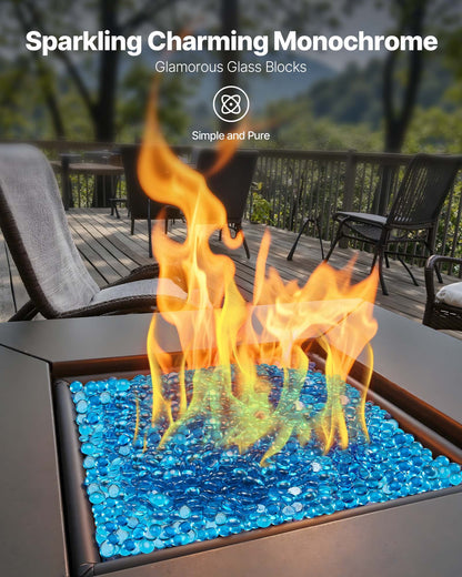 VEVOR Fire Glass, 10 lbs / 4.5 kg High-Temperature Resistant Fireplace Rocks, 3/4-Inch / 19.05 mm Reflective Firepit Glass Beads, High Luster Stone Landscaping for Fire Pit Table, Caribbean Blue - FHBLBYBLZ34IB63XE001V0 - view 3