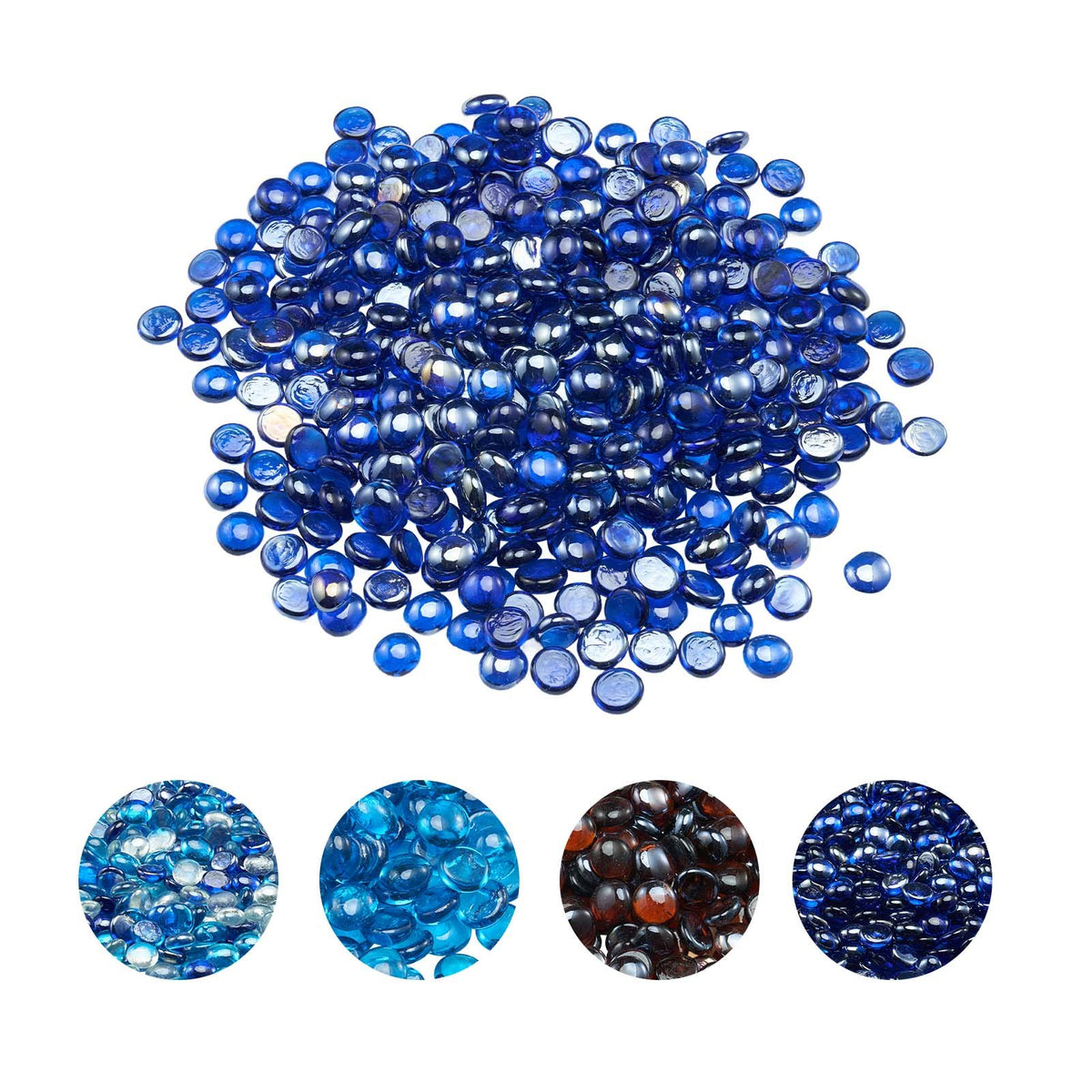 VEVOR Fire Glass, 20LBS / 9KG High-Temperature Resistant Fireplace Rocks, 3/4-Inch / 19.05 mm Reflective & Smokeless Firepit Glass Beads, High Luster Stone Landscaping for Fire Pit Table, Cobalt Blue - FHBLBYBLZ34ILXTKD001V0 - view 1