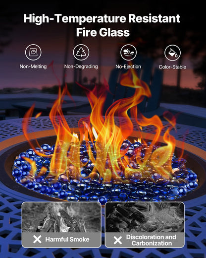 VEVOR Fire Glass, 10LBS/4.5KG High-Temperature Resistant Fireplace Rocks, 3/4-Inch / 19.05 mm Reflective & Smokeless Firepit Glass Beads, High Luster Stone Landscaping for Fire Pit Table, Cobalt Blue - FHBLBYBLZ34IRI813001V0 - view 4