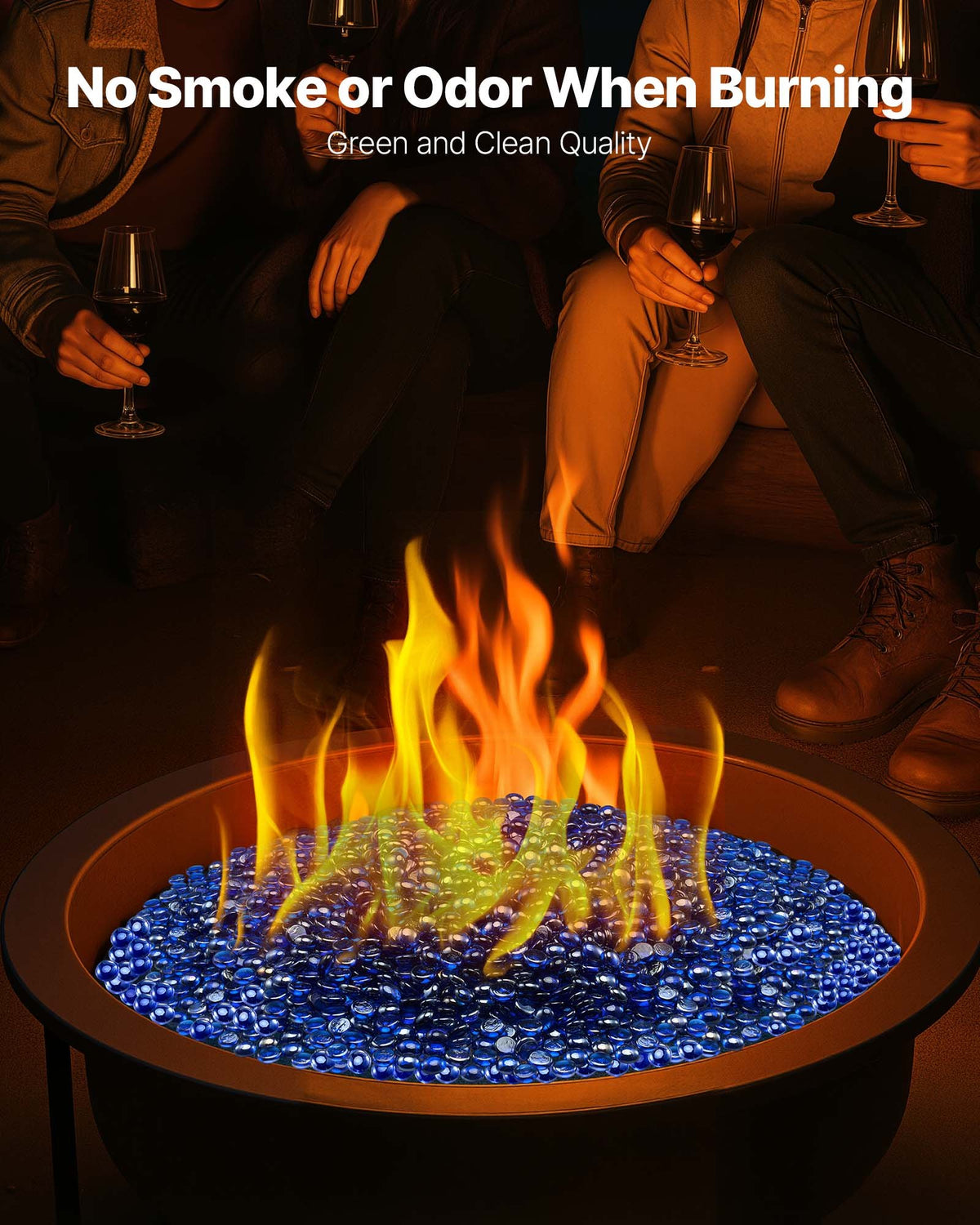 VEVOR Fire Glass, 10LBS/4.5KG High-Temperature Resistant Fireplace Rocks, 3/4-Inch / 19.05 mm Reflective & Smokeless Firepit Glass Beads, High Luster Stone Landscaping for Fire Pit Table, Cobalt Blue - FHBLBYBLZ34IRI813001V0 - view 5