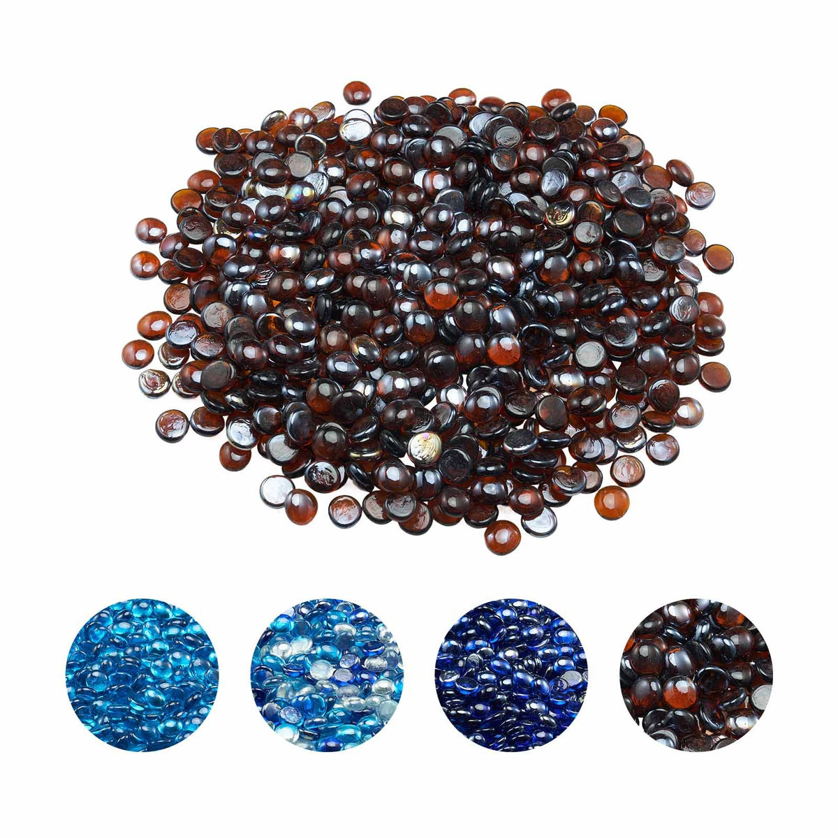 VEVOR Fire Glass, 10LBS / 4.5KG High-Temperature Resistant Fireplace Rocks, 3/4-Inch / 19.05 mm Reflective & Smokeless Firepit Glass Beads, High Luster Stone Landscaping for Fire Pit Table, Rich Amber - FHBLBYBLZ34ITDE8J001V0 - view 1