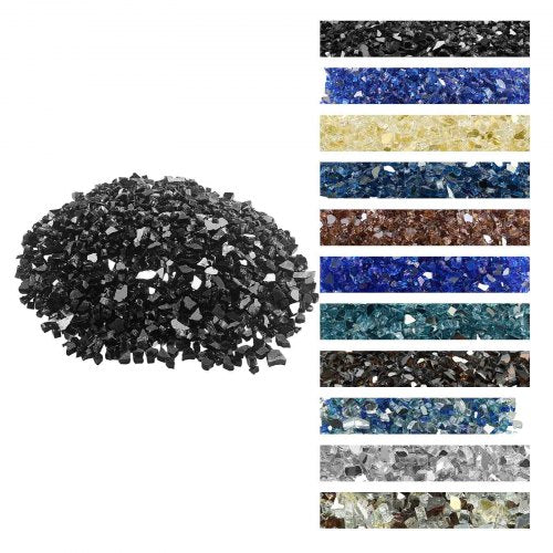 VEVOR Fire Glass, 20 LBS / 9.0 KG High-Temperature Resistant Fireplace Rocks, 1/2-Inch / 12.7 mm Reflective & Smokeless Firepit Glass Rock, High Luster Stone Landscaping for Fire Pit Table, Black - FHBLFGSGHBL14A1CJ001V0 - view 2