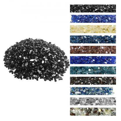 VEVOR Fire Glass, 20 LBS / 9.0 KG High-Temperature Resistant Fireplace Rocks, 1/2-Inch / 12.7 mm Reflective & Smokeless Firepit Glass Rock, High Luster Stone Landscaping for Fire Pit Table, Black - FHBLFGSGHBL14A1CJ001V0 - view 2