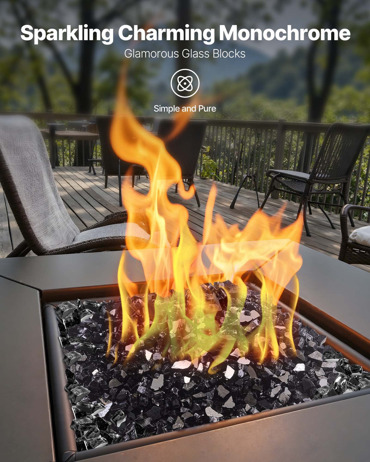 VEVOR Fire Glass, 20 LBS / 9.0 KG High-Temperature Resistant Fireplace Rocks, 1/2-Inch / 12.7 mm Reflective & Smokeless Firepit Glass Rock, High Luster Stone Landscaping for Fire Pit Table, Black - FHBLFGSGHBL14A1CJ001V0 - view 3