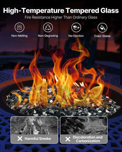 VEVOR Fire Glass, 20 LBS / 9.0 KG High-Temperature Resistant Fireplace Rocks, 1/2-Inch / 12.7 mm Reflective & Smokeless Firepit Glass Rock, High Luster Stone Landscaping for Fire Pit Table, Black - FHBLFGSGHBL14A1CJ001V0 - view 4