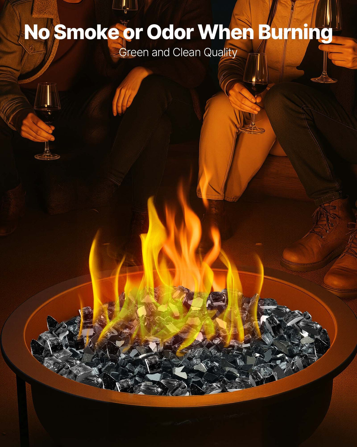 VEVOR Fire Glass, 20 LBS / 9.0 KG High-Temperature Resistant Fireplace Rocks, 1/2-Inch / 12.7 mm Reflective & Smokeless Firepit Glass Rock, High Luster Stone Landscaping for Fire Pit Table, Black - FHBLFGSGHBL14A1CJ001V0 - view 5