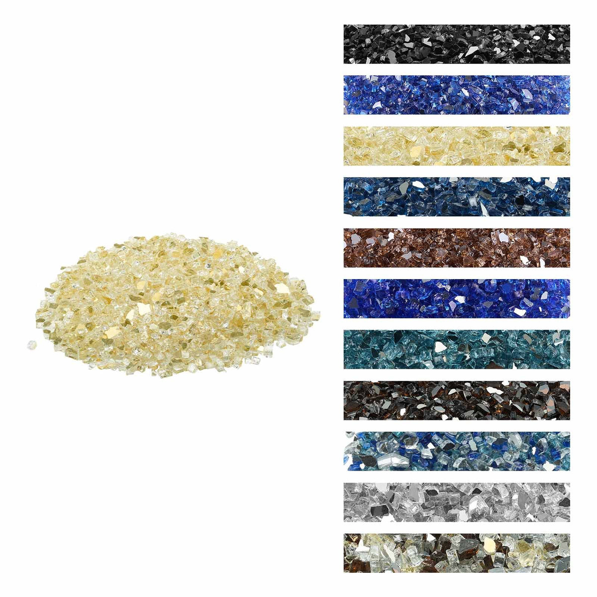 VEVOR Fire Glass, 10 LBS / 4.5 KG High-Temperature Resistant Fireplace Rocks, 1/2-Inch / 12.7 mm Reflective & Smokeless Firepit Glass Rock, High Luster Stone Landscaping for Fire Pit Table, Gold - FHBLFGSGHBL14HFPV001V0 - view 1