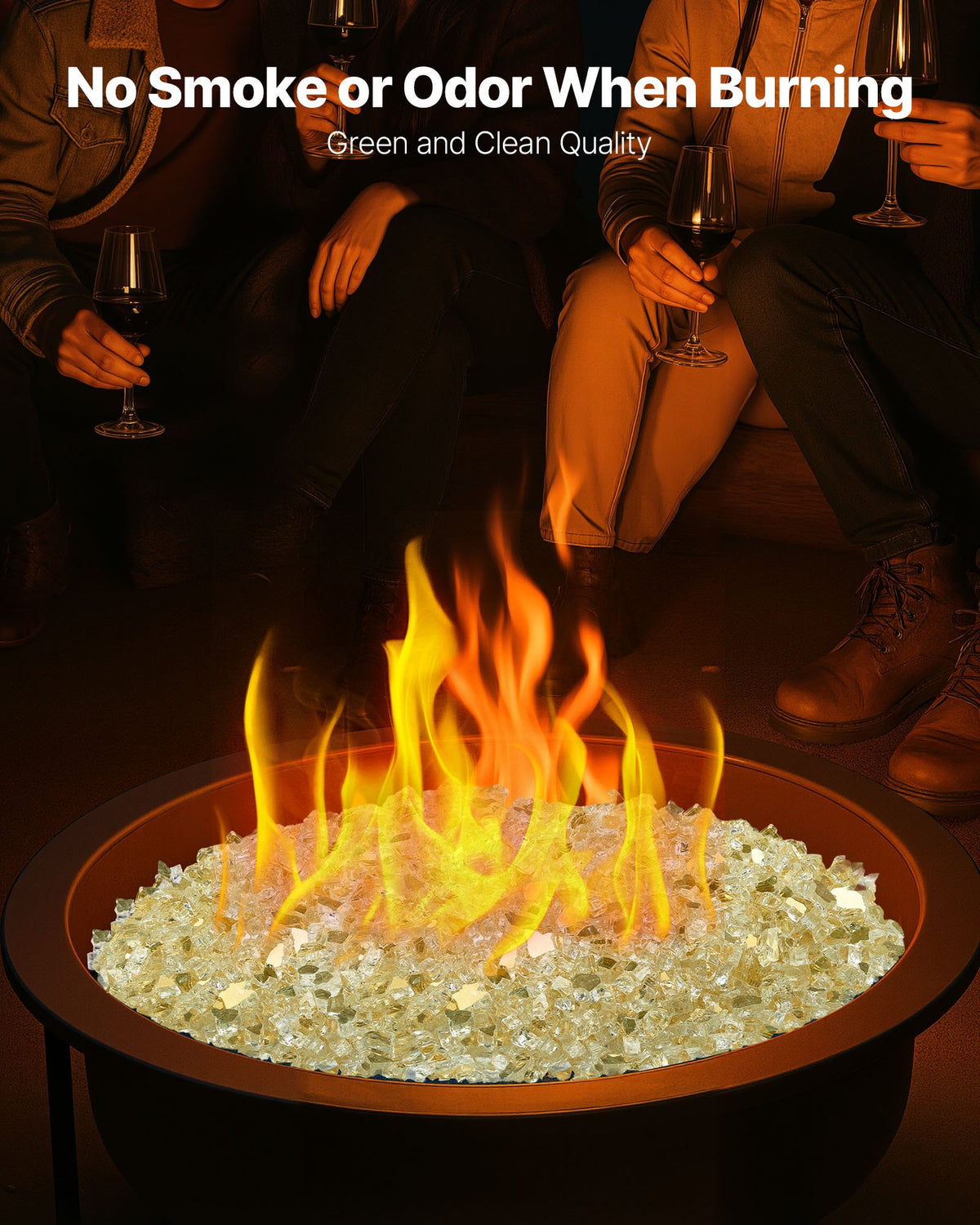 VEVOR Fire Glass, 10 LBS / 4.5 KG High-Temperature Resistant Fireplace Rocks, 1/2-Inch / 12.7 mm Reflective & Smokeless Firepit Glass Rock, High Luster Stone Landscaping for Fire Pit Table, Gold - FHBLFGSGHBL14HFPV001V0 - view 5