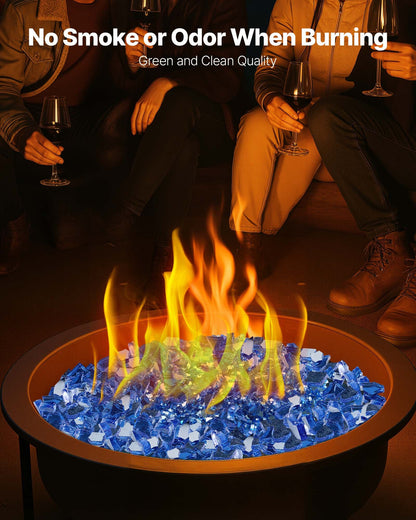 VEVOR Fire Glass, 10LBS / 4.5KG High-Temperature Resistant Fireplace Rocks, 1/4-Inch / 6.35 mm Reflective & Smokeless Firepit Glass Rock, High Luster Stone Landscaping for Fire Pit Table, Cobalt Blue - FHBLFGSGHBL18WMKI001V0 - view 5