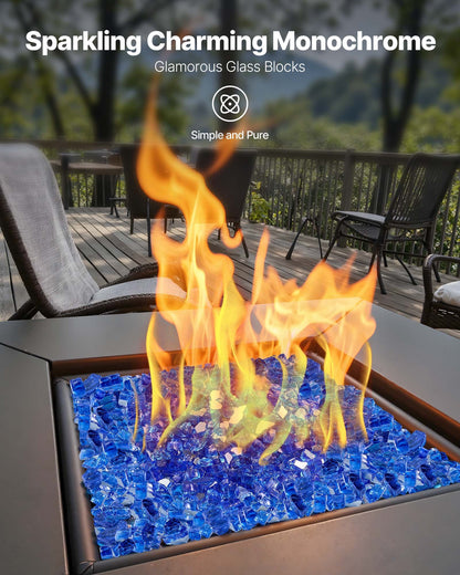 VEVOR Fire Glass, 35LBS / 15.88KG High-Temperature Resistant Fireplace Rocks, 1/2-Inch / 12.7mm Reflective & Smokeless Firepit Glass Rock, High Luster Stone Landscaping for Fire Pit Table, Cobalt Blue - FHBLFGSGHBL1D4GHR001V0 - view 3