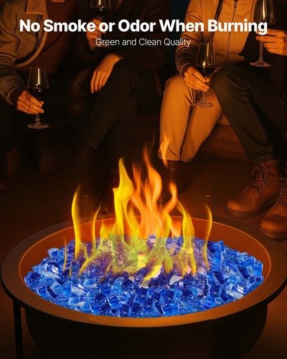 VEVOR Fire Glass, 35LBS / 15.88KG High-Temperature Resistant Fireplace Rocks, 1/2-Inch / 12.7mm Reflective & Smokeless Firepit Glass Rock, High Luster Stone Landscaping for Fire Pit Table, Cobalt Blue - FHBLFGSGHBL1D4GHR001V0 - view 5