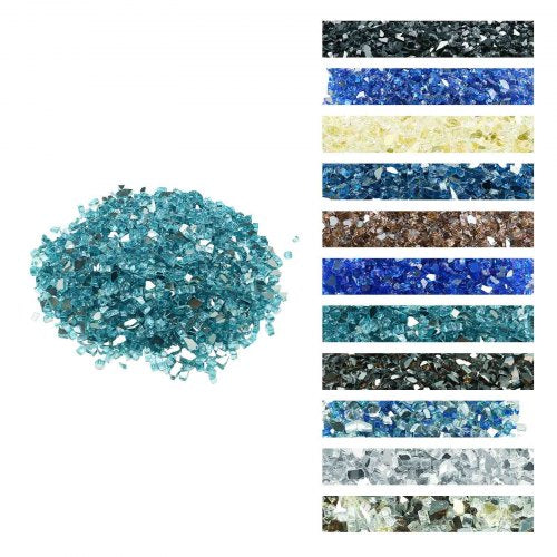 VEVOR Fire Glass, 10 LBS / 4.5 KG High-Temperature Resistant Fireplace Rocks, 1/2-Inch / 12.7 mm Reflective & Smokeless Firepit Glass Rock, High Luster Stone Landscaping for Fire Pit Table, Aqua Blue - FHBLFGSGHBL1EK12T001V0 - view 2