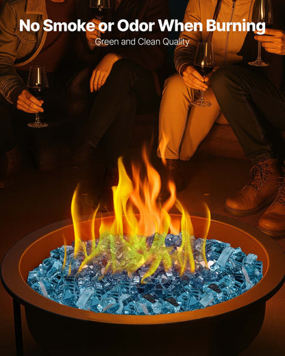 VEVOR Fire Glass, 10 LBS / 4.5 KG High-Temperature Resistant Fireplace Rocks, 1/2-Inch / 12.7 mm Reflective & Smokeless Firepit Glass Rock, High Luster Stone Landscaping for Fire Pit Table, Aqua Blue - FHBLFGSGHBL1EK12T001V0 - view 5