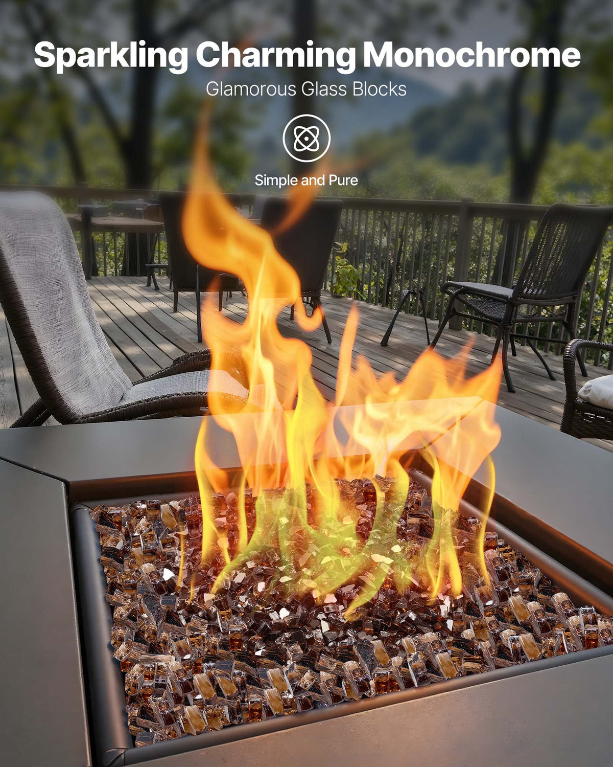 VEVOR Fire Glass, 20 LBS / 9.0 KG High-Temperature Resistant Fireplace Rocks, 1/2-Inch / 12.7 mm Reflective & Smokeless Firepit Glass Rock, High Luster Stone Landscaping for Fire Pit Table, Copper - FHBLFGSGHBL1JPMJW001V0 - view 3