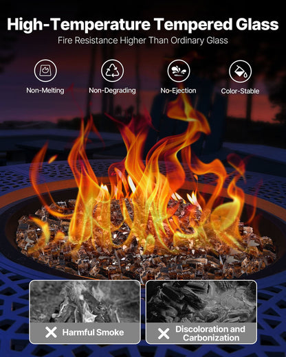 VEVOR Fire Glass, 20 LBS / 9.0 KG High-Temperature Resistant Fireplace Rocks, 1/2-Inch / 12.7 mm Reflective & Smokeless Firepit Glass Rock, High Luster Stone Landscaping for Fire Pit Table, Copper - FHBLFGSGHBL1JPMJW001V0 - view 4