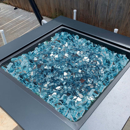 VEVOR Fire Glass, 20 LBS / 9 KG High-Temperature Resistant Fireplace Rocks, 1/2-Inch / 12.7 mm Reflective & Smokeless Firepit Glass Rock, High Luster Stone Landscaping for Fire Pit Table, Aqua Blue - FHBLFGSGHBL1NNEA6001V0 - view 9