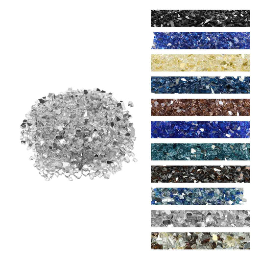 VEVOR Fire Glass, 10 LBS / 4.5 KG High-Temperature Resistant Fireplace Rocks, 1/2-Inch / 12.7 mm Reflective & Smokeless Firepit Glass Rock, High Luster Stone Landscaping for Fire Pit Table, Clear - FHBLFGSGHBL1PV1JB001V0 - view 1