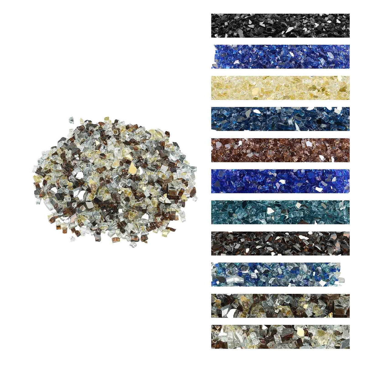 VEVOR Fire Glass, 10 LBS / 4.5 KG High-Temperature Resistant Fireplace Rocks, 1/2-Inch / 12.7 mm Reflective Firepit Glass Rock, High Luster Stone Landscaping for Fire Pit Table, Copper + Clear + Gold - FHBLFGSGHBL1QI1T0001V0 - view 1