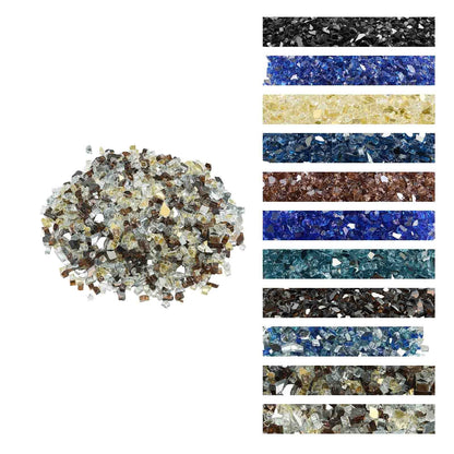 VEVOR Fire Glass, 10 LBS / 4.5 KG High-Temperature Resistant Fireplace Rocks, 1/2-Inch / 12.7 mm Reflective Firepit Glass Rock, High Luster Stone Landscaping for Fire Pit Table, Copper + Clear + Gold - FHBLFGSGHBL1QI1T0001V0 - view 1