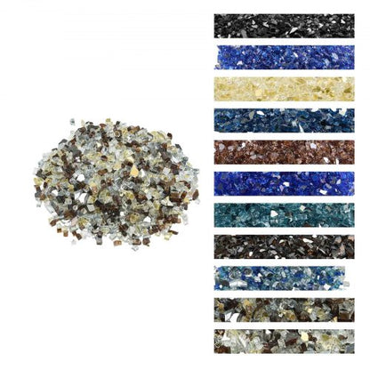 VEVOR Fire Glass, 10 LBS / 4.5 KG High-Temperature Resistant Fireplace Rocks, 1/2-Inch / 12.7 mm Reflective Firepit Glass Rock, High Luster Stone Landscaping for Fire Pit Table, Copper + Clear + Gold - FHBLFGSGHBL1QI1T0001V0 - view 2