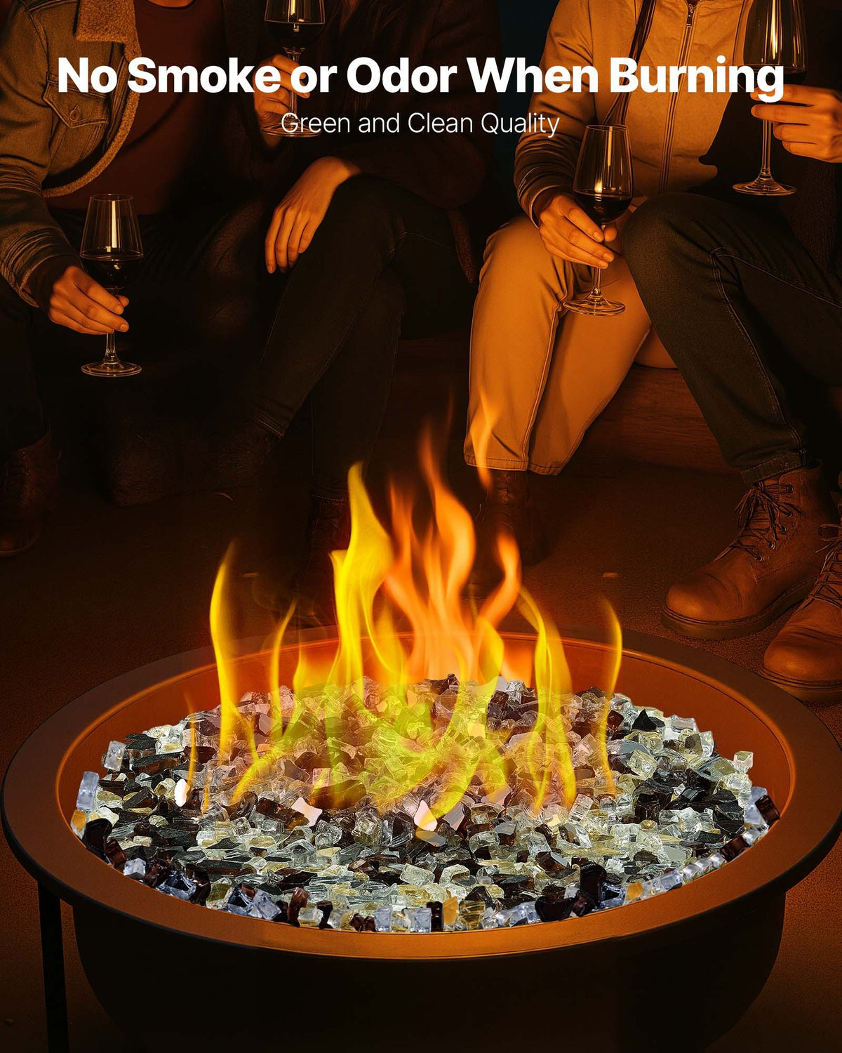 VEVOR Fire Glass, 10 LBS / 4.5 KG High-Temperature Resistant Fireplace Rocks, 1/2-Inch / 12.7 mm Reflective Firepit Glass Rock, High Luster Stone Landscaping for Fire Pit Table, Copper + Clear + Gold - FHBLFGSGHBL1QI1T0001V0 - view 5