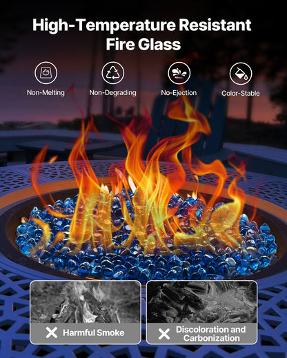 VEVOR Fire Glass, 10LBS / 4.5KG High-Temperature Resistant Fireplace Rocks, 1 Inch / 25.4 mm Reflective Firepit Glass Diamond Beads, High Luster Stone Landscaping for Fire Pit Table, Caribbean Blue - FHBLZSBLZ1IN1K0G4001V0 - view 4