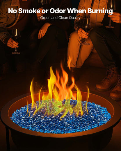 VEVOR Fire Glass, 10LBS / 4.5KG High-Temperature Resistant Fireplace Rocks, 1 Inch / 25.4 mm Reflective Firepit Glass Diamond Beads, High Luster Stone Landscaping for Fire Pit Table, Caribbean Blue - FHBLZSBLZ1IN1K0G4001V0 - view 5