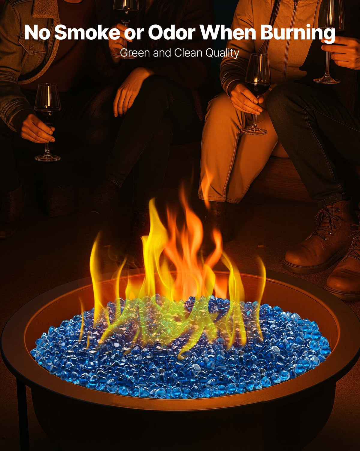 VEVOR Fire Glass, 20 LBS / 9 KG High-Temperature Resistant Fireplace Rocks, 1 Inch / 25.4 mm Reflective Firepit Glass Diamond Beads, High Luster Stone Landscaping for Fire Pit Table, Caribbean Blue - FHBLZSBLZ1INRRAH8001V0 - view 5