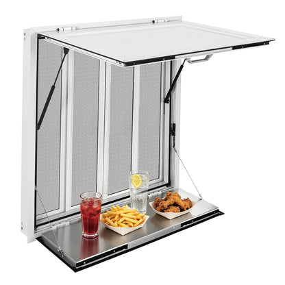 VEVOR Concession Window Folding Shelf 36x36in Aluminum Alloy Service Window, for Food Truck, Up to 85 Degrees, with 4 Sliding Screen Windows, Awning Door and Drag Hook, Rainwater Resistant - FHDGNCK3636IIYD8D001V0 - view 1