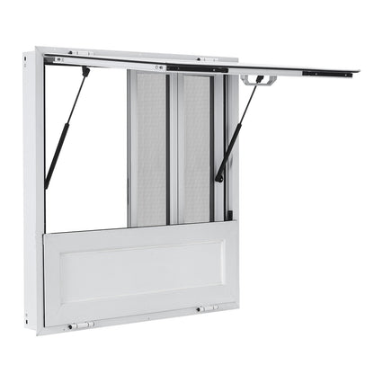 VEVOR Concession Window Folding Shelf 36x36in Aluminum Alloy Service Window, for Food Truck, Up to 85 Degrees, with 4 Sliding Screen Windows, Awning Door and Drag Hook, Rainwater Resistant - FHDGNCK3636IIYD8D001V0 - view 10