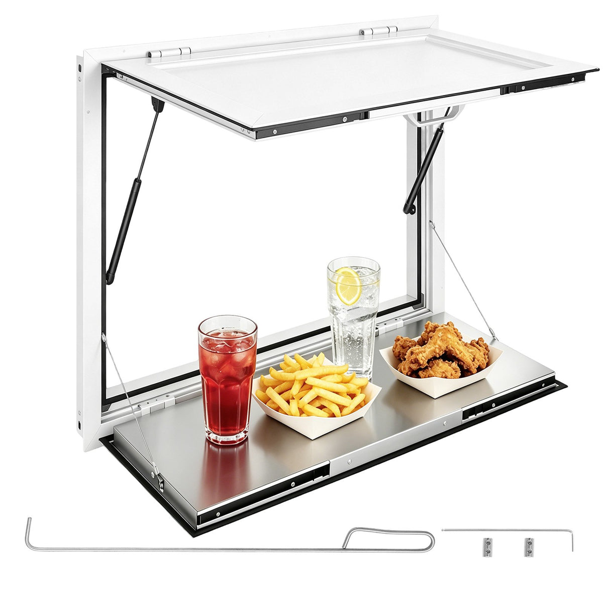 VEVOR Concession Window Folding Shelf 36x36in Aluminum Alloy Service Window, for Food Truck, Up to 85 Degrees, with Awning Door and Drag Hook, Rainwater Resistant - FHDGNCK3636IPQDF4001V0 - view 1