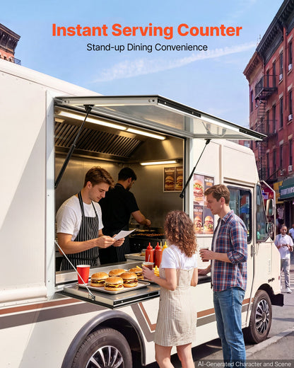 VEVOR Concession Window Folding Shelf 36x36in Aluminum Alloy Service Window, for Food Truck, Up to 85 Degrees, with Awning Door and Drag Hook, Rainwater Resistant - FHDGNCK3636IPQDF4001V0 - view 4