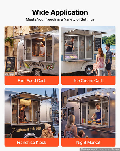VEVOR Concession Window Folding Shelf 48x36in Aluminum Alloy Service Window, for Food Truck, Up to 85 Degrees, with 4 Sliding Screen Windows, Awning Door and Drag Hook, Rainwater Resistant - FHDGNCK4836NB1XVY001V0 - view 7