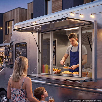 VEVOR Concession Window Folding Shelf 48x36in Aluminum Alloy Service Window, for Food Truck, Up to 85 Degrees, with 4 Sliding Screen Windows, Awning Door and Drag Hook, Rainwater Resistant - FHDGNCK4836NB1XVY001V0 - view 9