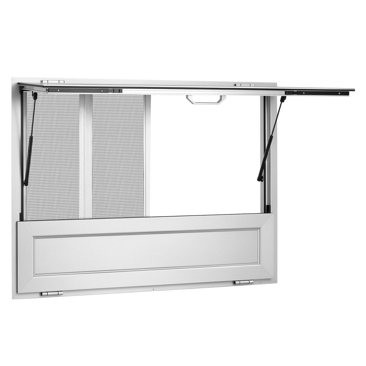 VEVOR Concession Window Folding Shelf 48x36in Aluminum Alloy Service Window, for Food Truck, Up to 85 Degrees, with 4 Sliding Screen Windows, Awning Door and Drag Hook, Rainwater Resistant - FHDGNCK4836NB1XVY001V0 - view 10