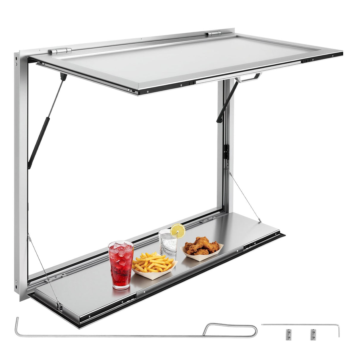 VEVOR Concession Window Folding Shelf 48x36in Aluminum Alloy Service Window, for Food Truck, Up to 85 Degrees, with Awning Door and Drag Hook, Rainwater Resistant - FHDGNCK4836NBJDTA001V0 - view 1